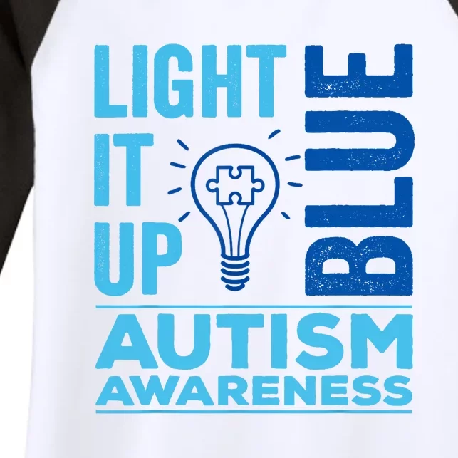 Women Light It Up Blue Autism Awareness Autistic Gift Women's Tri-Blend 3/4-Sleeve Raglan Shirt