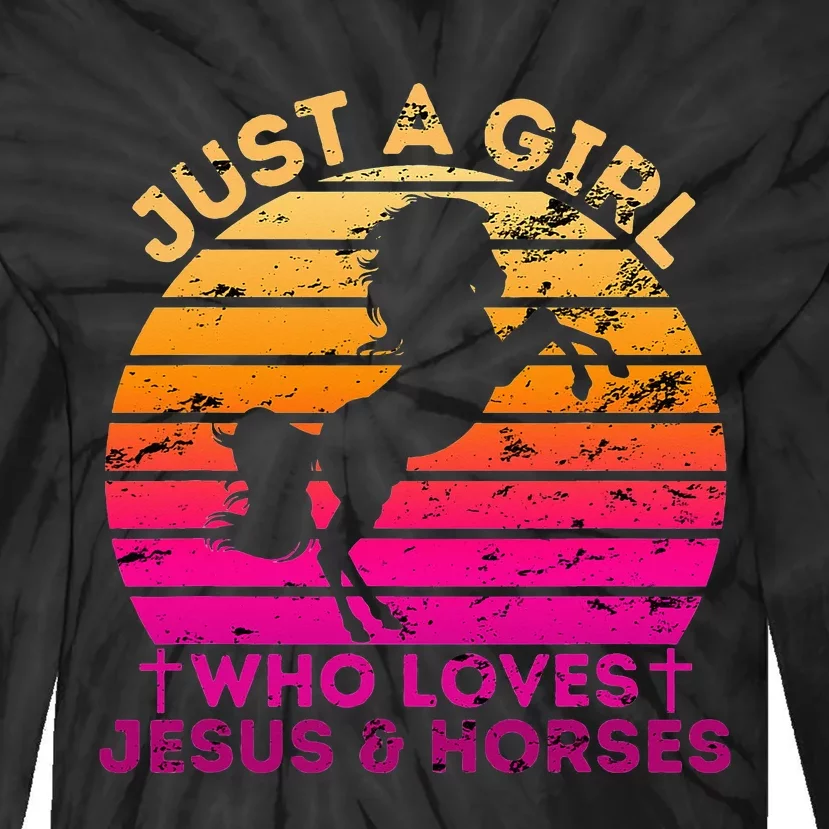 Who Loves Jesus And Horses Christian Woman Tie-Dye Long Sleeve Shirt