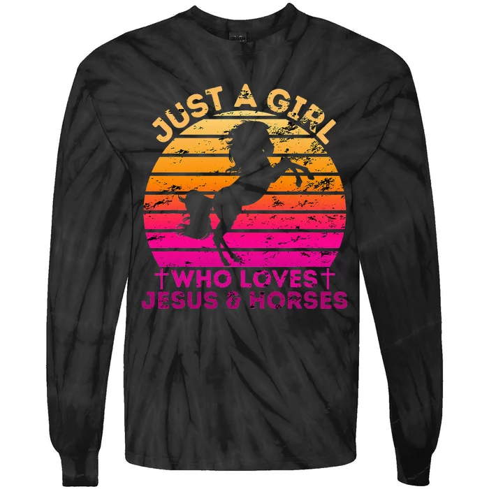 Who Loves Jesus And Horses Christian Woman Tie-Dye Long Sleeve Shirt