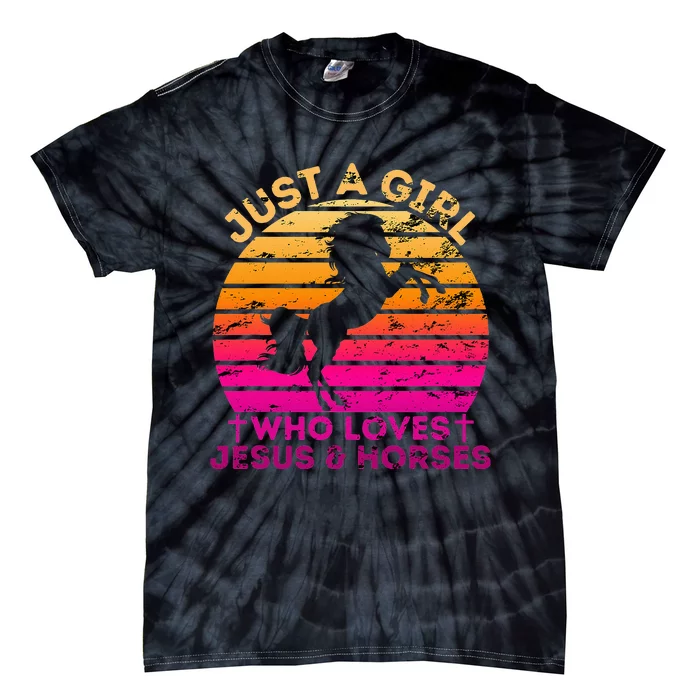 Who Loves Jesus And Horses Christian Woman Tie-Dye T-Shirt