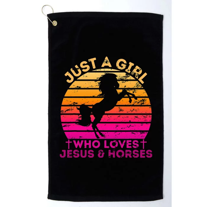 Who Loves Jesus And Horses Christian Woman Platinum Collection Golf Towel