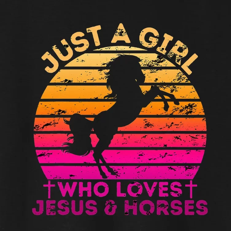 Who Loves Jesus And Horses Christian Woman Women's Crop Top Tee