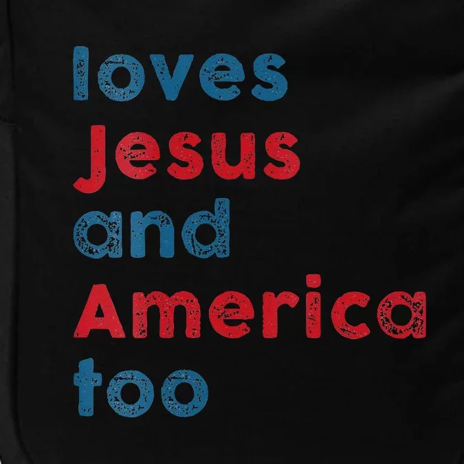 Womens Loves Jesus And America Too Patriotic  Proud Impact Tech Backpack