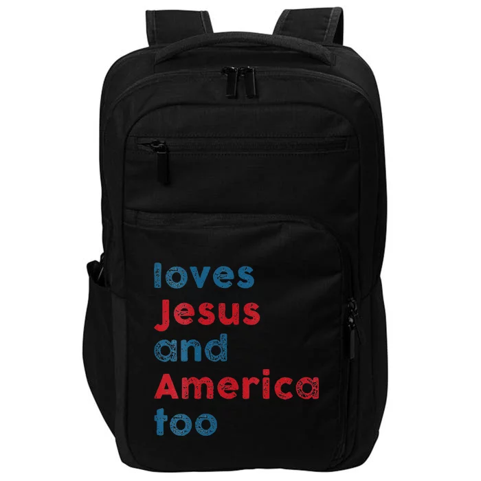 Womens Loves Jesus And America Too Patriotic  Proud Impact Tech Backpack