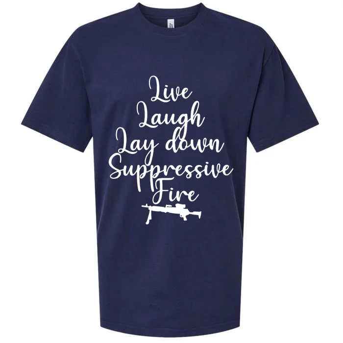 Wo Live Laugh Lay Down Suppressive Fire V-Neck Sueded Cloud Jersey T-Shirt