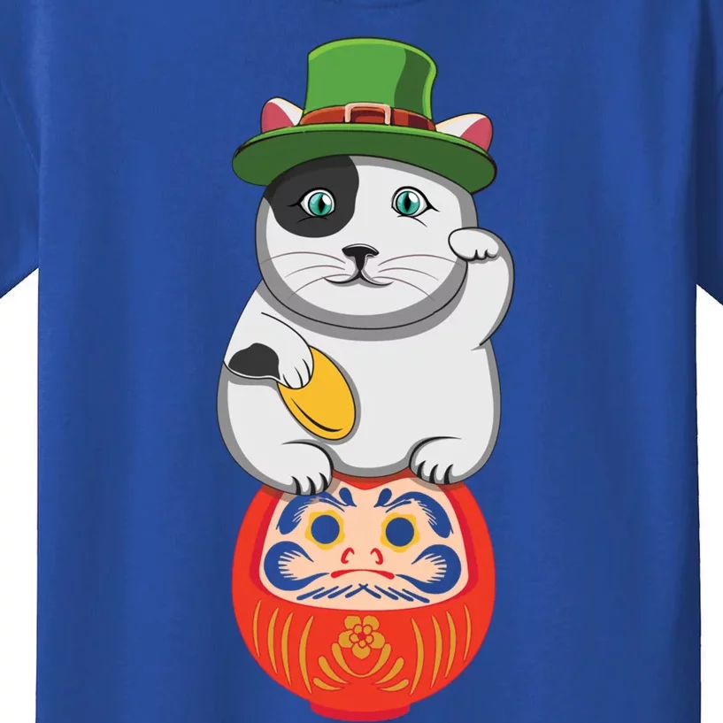 Welcome Lucky Luck Cat Kawaii Meow Happy Saint Patrick Day Cute Gift Kids T-Shirt