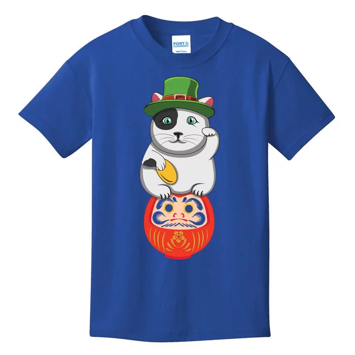 Welcome Lucky Luck Cat Kawaii Meow Happy Saint Patrick Day Cute Gift Kids T-Shirt