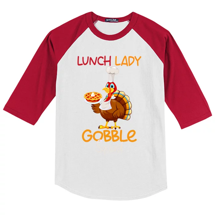 Wo Lunch Lady Gobble Squad Thanksgiving Turkey Lunch Lady Gift Kids Colorblock Raglan Jersey