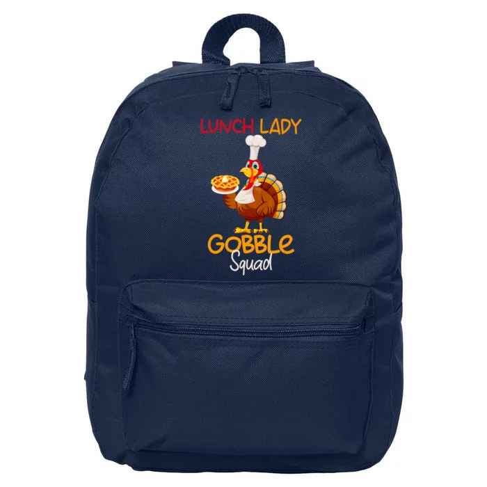 Women Lunch Lady Gobble Squad Thanksgiving Turkey Lunch Lady 16 in Basic Backpack