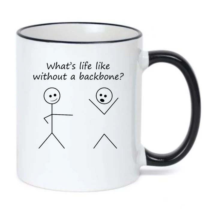 Whats Life Like Without A Backbone Funny Stickfigure Black Color Changing Mug