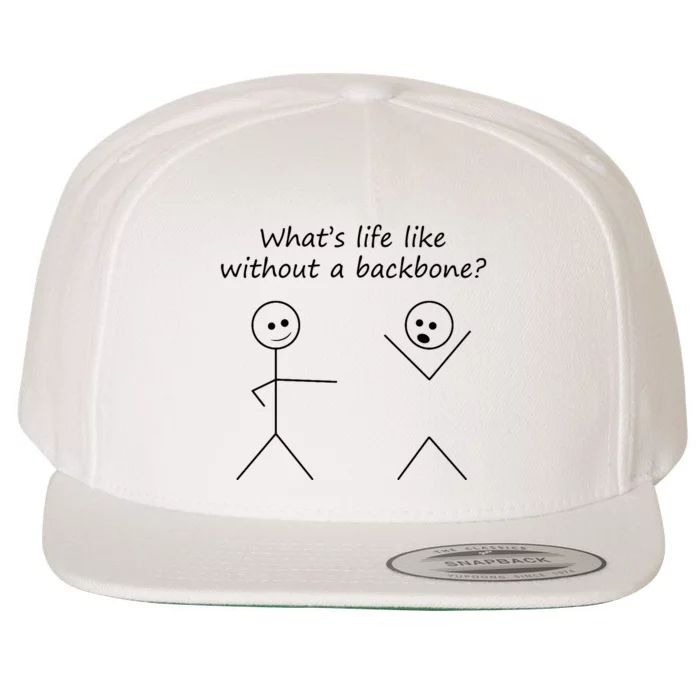 Whats Life Like Without A Backbone Funny Stickfigure Wool Snapback Cap