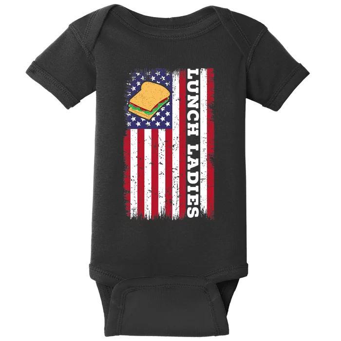 Wo Lunch Lady American USA Flag Cafeteria Worker 4th Of July Baby Bodysuit