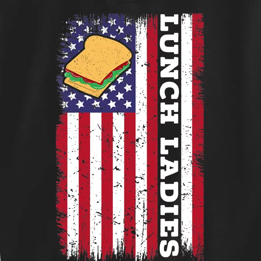 Wo Lunch Lady American USA Flag Cafeteria Worker 4th Of July Kids Sweatshirt