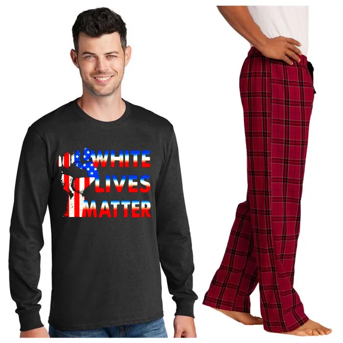 White Lives Matter Civil Rights Equality America Flag Long Sleeve Pajama Set