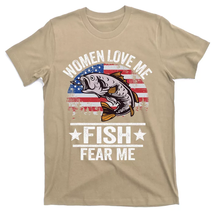 Women Love Me Fish Fear Me Vintage Funny Bass Fishing T-Shirt