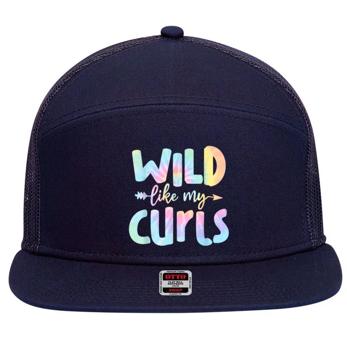 Wild Like My Curls Funny Curly Hair Le Tie Dye 7 Panel Mesh Trucker Snapback Hat