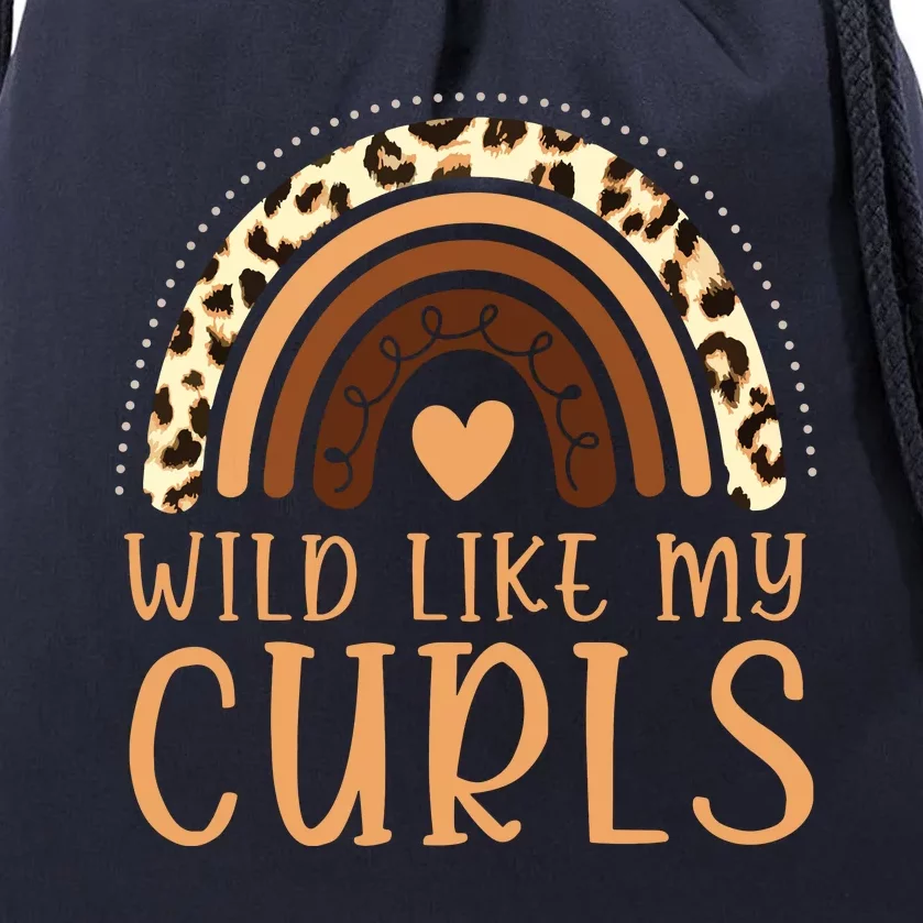 Wild Like My Curls Afro Leopard Melanin Rainbow Drawstring Bag