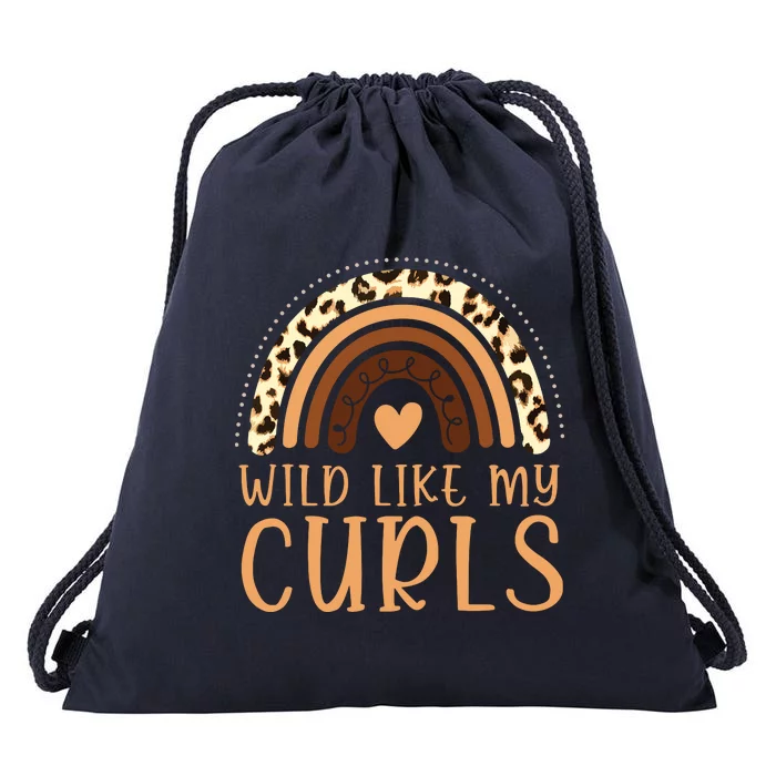 Wild Like My Curls Afro Leopard Melanin Rainbow Drawstring Bag