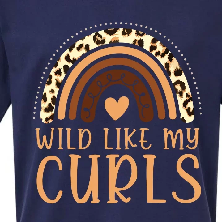 Wild Like My Curls Afro Leopard Melanin Rainbow Sueded Cloud Jersey T-Shirt