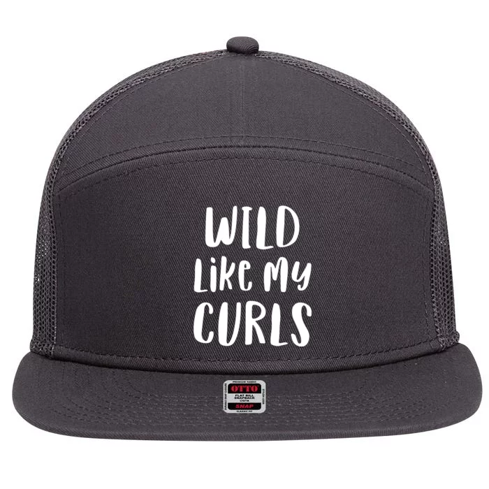 Wild Like My Curls Curly Haired Funny 7 Panel Mesh Trucker Snapback Hat