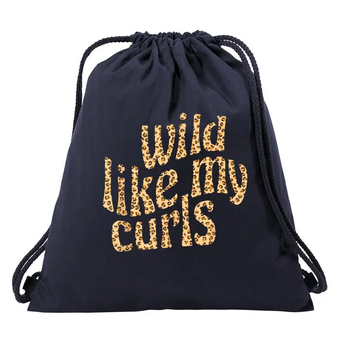 Wild Like My Curls Cute Curly Hair Leopard Cheetah Print Drawstring Bag