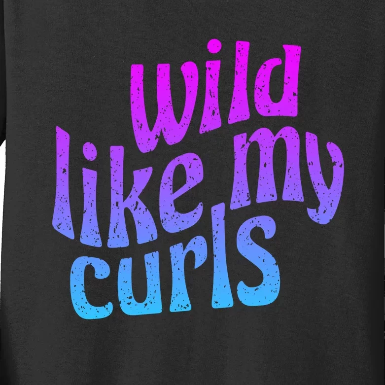 Wild Like My Curls / Cute Curly Hair / Hip 1960s Purple Gift Kids Long Sleeve Shirt