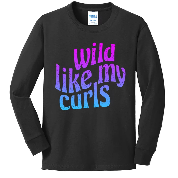 Wild Like My Curls / Cute Curly Hair / Hip 1960s Purple Gift Kids Long Sleeve Shirt