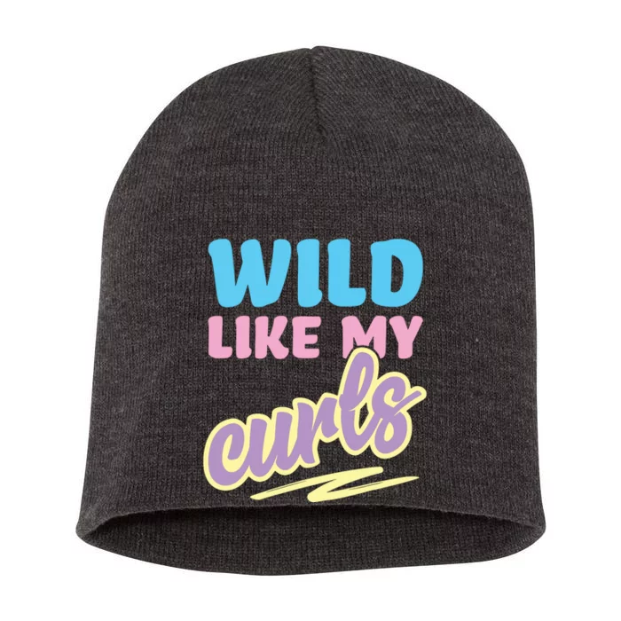 Wild Like My Curls Cute Curly Haired For Women Girls Short Acrylic Beanie