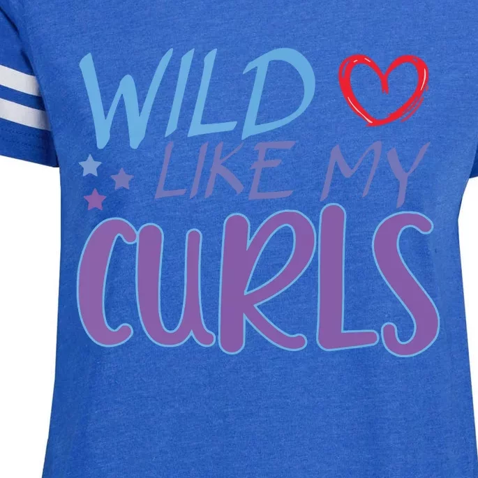 Wild Like My Curls Funny Curly Haired Girl Enza Ladies Jersey Football T-Shirt