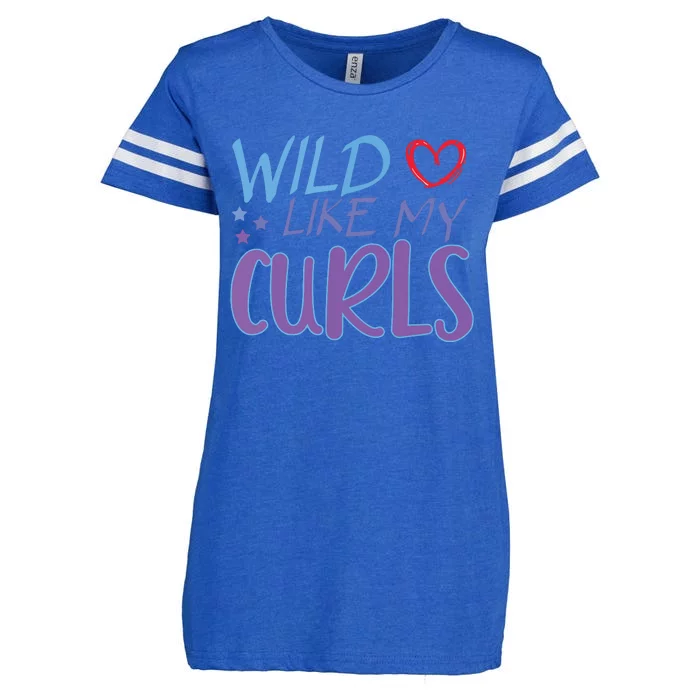 Wild Like My Curls Funny Curly Haired Girl Enza Ladies Jersey Football T-Shirt