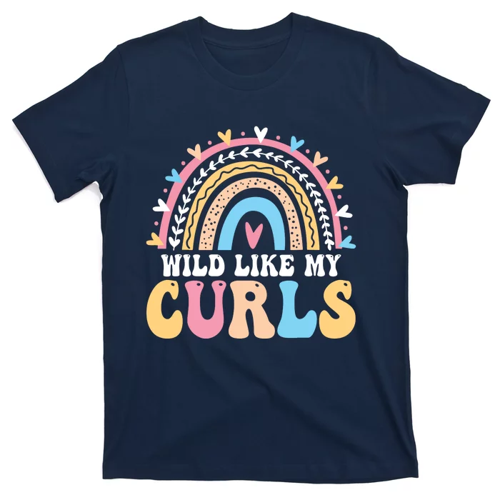 Wild Like My Curls Girls Funny Curly Hair Rainbow T-Shirt