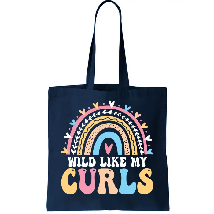 Wild Like My Curls Girls Funny Curly Hair Rainbow Tote Bag