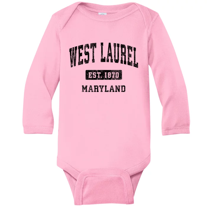 West Laurel Maryland Md Vintage Athletic Sports Baby Long Sleeve Bodysuit