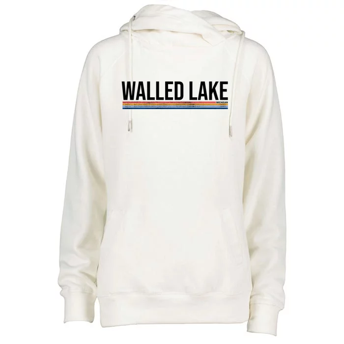 Walled Lake Michigan Retro Womens Funnel Neck Pullover Hood