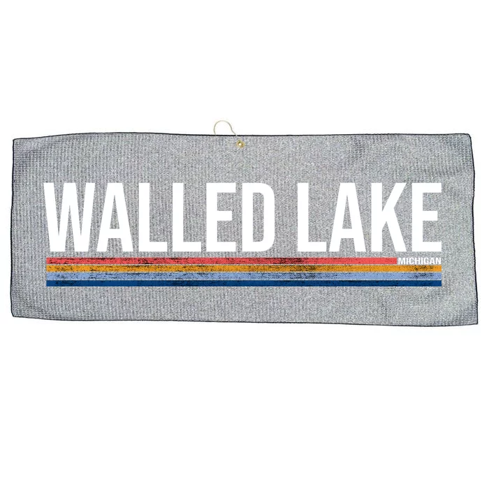 Walled Lake Michigan Retro Large Microfiber Waffle Golf Towel