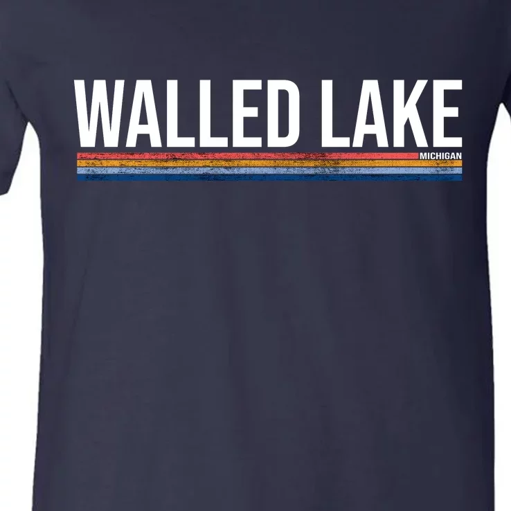 Walled Lake Michigan Retro V-Neck T-Shirt