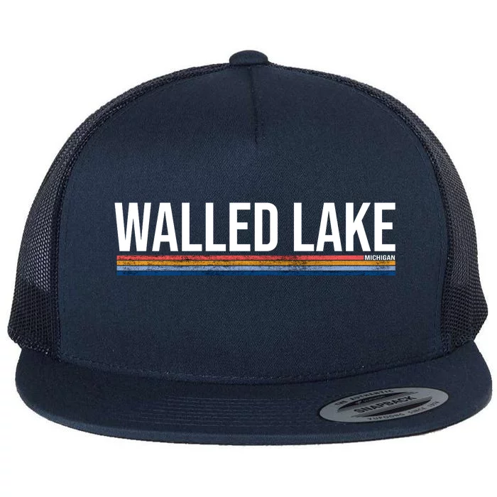 Walled Lake Michigan Retro Flat Bill Trucker Hat