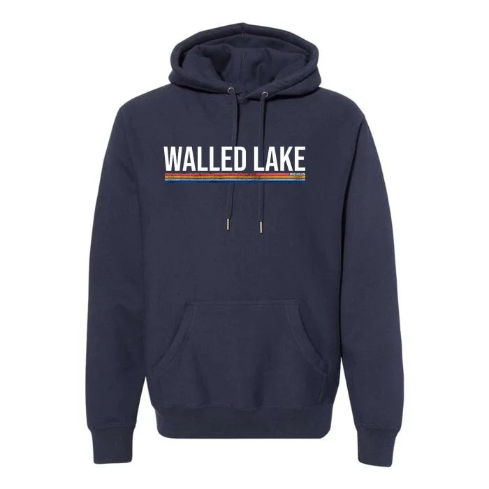 Walled Lake Michigan Retro Premium Hoodie