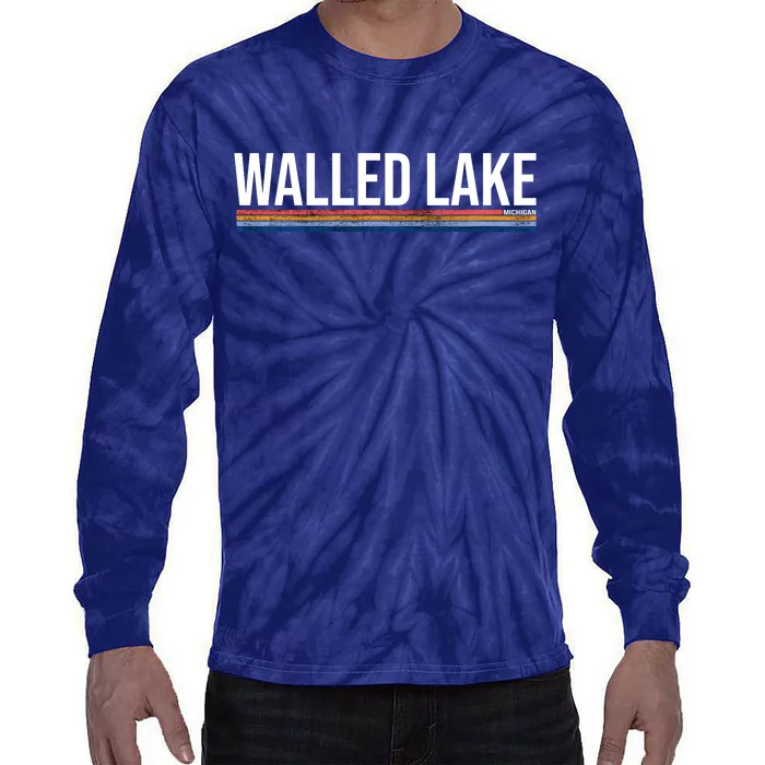 Walled Lake Michigan Retro Tie-Dye Long Sleeve Shirt