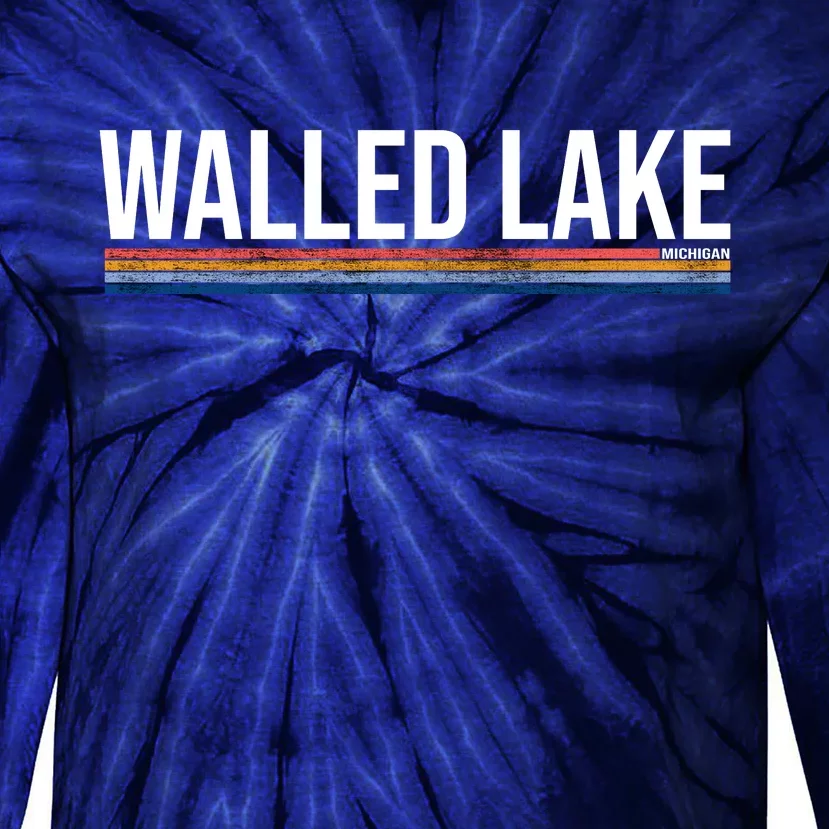 Walled Lake Michigan Retro Tie-Dye Long Sleeve Shirt