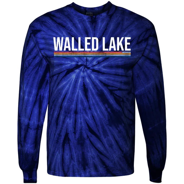 Walled Lake Michigan Retro Tie-Dye Long Sleeve Shirt