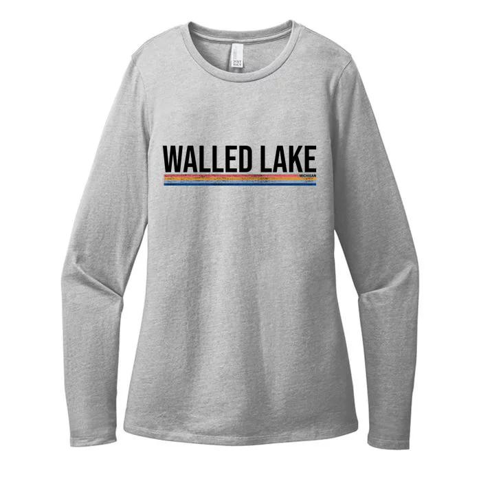 Walled Lake Michigan Retro Womens CVC Long Sleeve Shirt