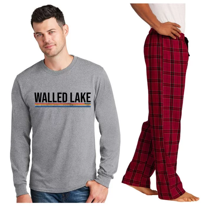 Walled Lake Michigan Retro Long Sleeve Pajama Set