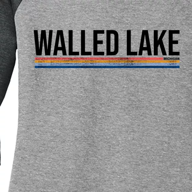 Walled Lake Michigan Retro Women's Tri-Blend 3/4-Sleeve Raglan Shirt