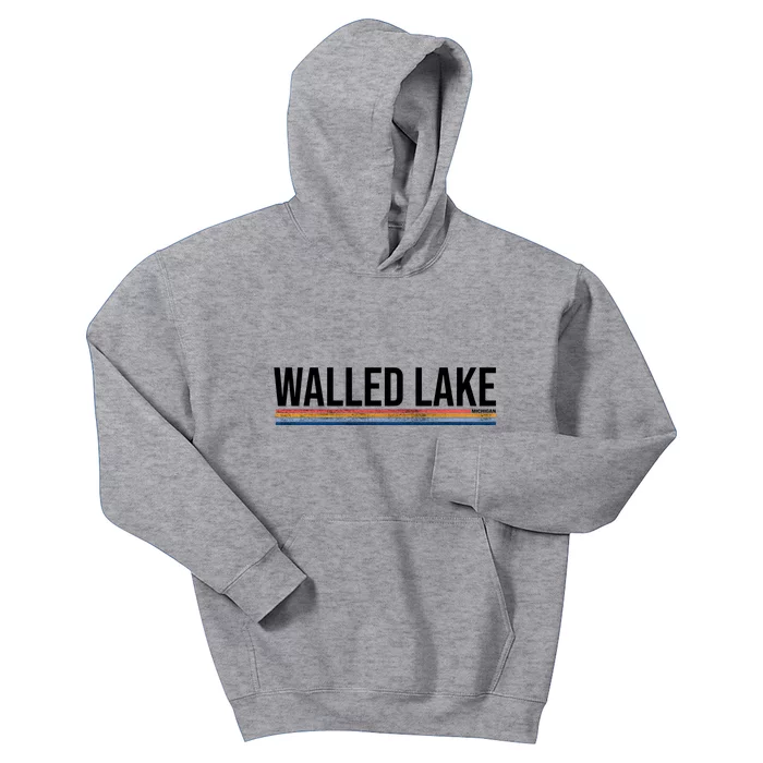 Walled Lake Michigan Retro Kids Hoodie