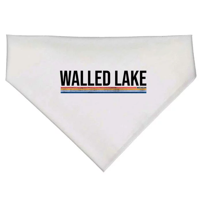 Walled Lake Michigan Retro USA-Made Doggie Bandana