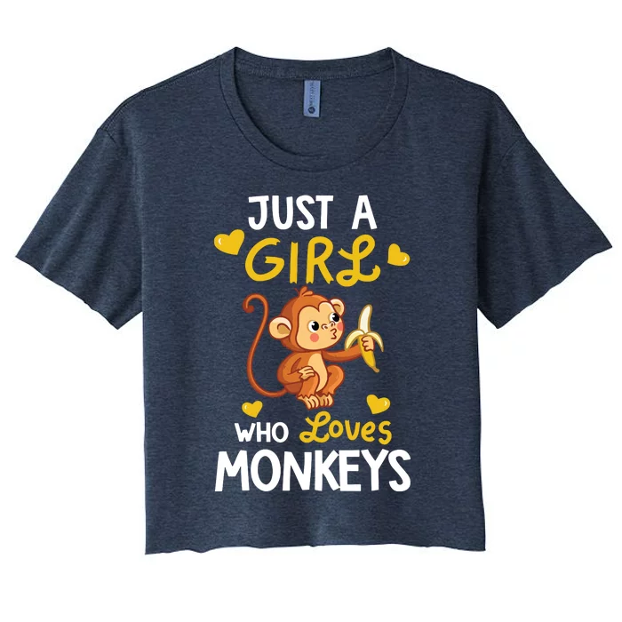 Who Loves Monkeys Shirts Cute Monkey Lover Gifts Women's Crop Top Tee