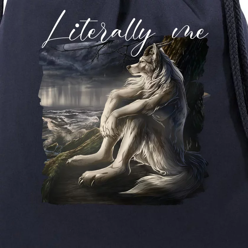 Wolf Literally Me Funny Meme Drawstring Bag