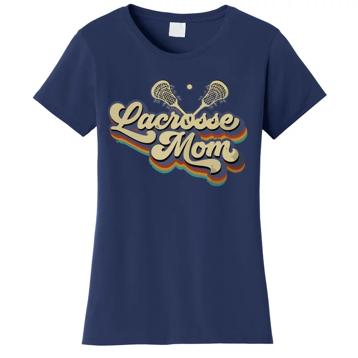 Womens Lacrosse Mom Vintage Retro Lacrosse Stick Sun Gift Women's T-Shirt