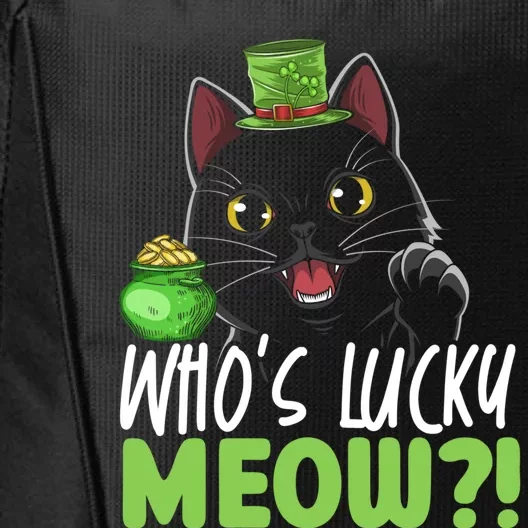 Who's Lucky Meow Irish Cat Lover Saint Patricks Day Gift City Backpack